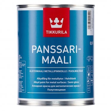 Эмаль для металических крыш Tikkurila Panssarimaali белая основа А полуглянцевая 0,9 л
