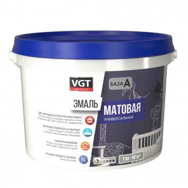 Эмаль универсальная VGT матовая супербелая основа А 9,3 л/15 кг