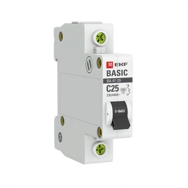 Автомат EKF ВА 47-29 (mcb4729-1-25C) 1P 25 А тип C 4,5 кА 230 В на DIN-рейку