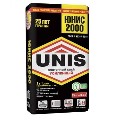 Клей для плитки и камня Unis 2000 (класс С0) 25 кг