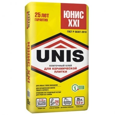 Клей для плитки и камня Unis XXI (класс С0) 25 кг