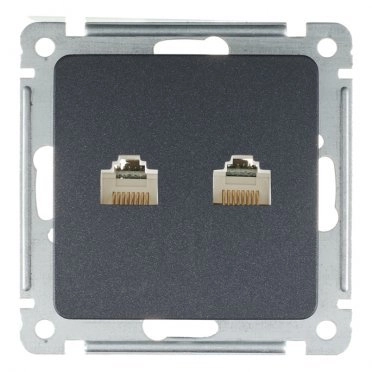 Розетка компьютерная HEGEL Master РСКК-440-08 скрытая установка черная два модуля RJ45 cat 5e
