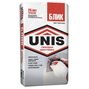 Шпатлевка гипсовая Unis Блик 18 кг